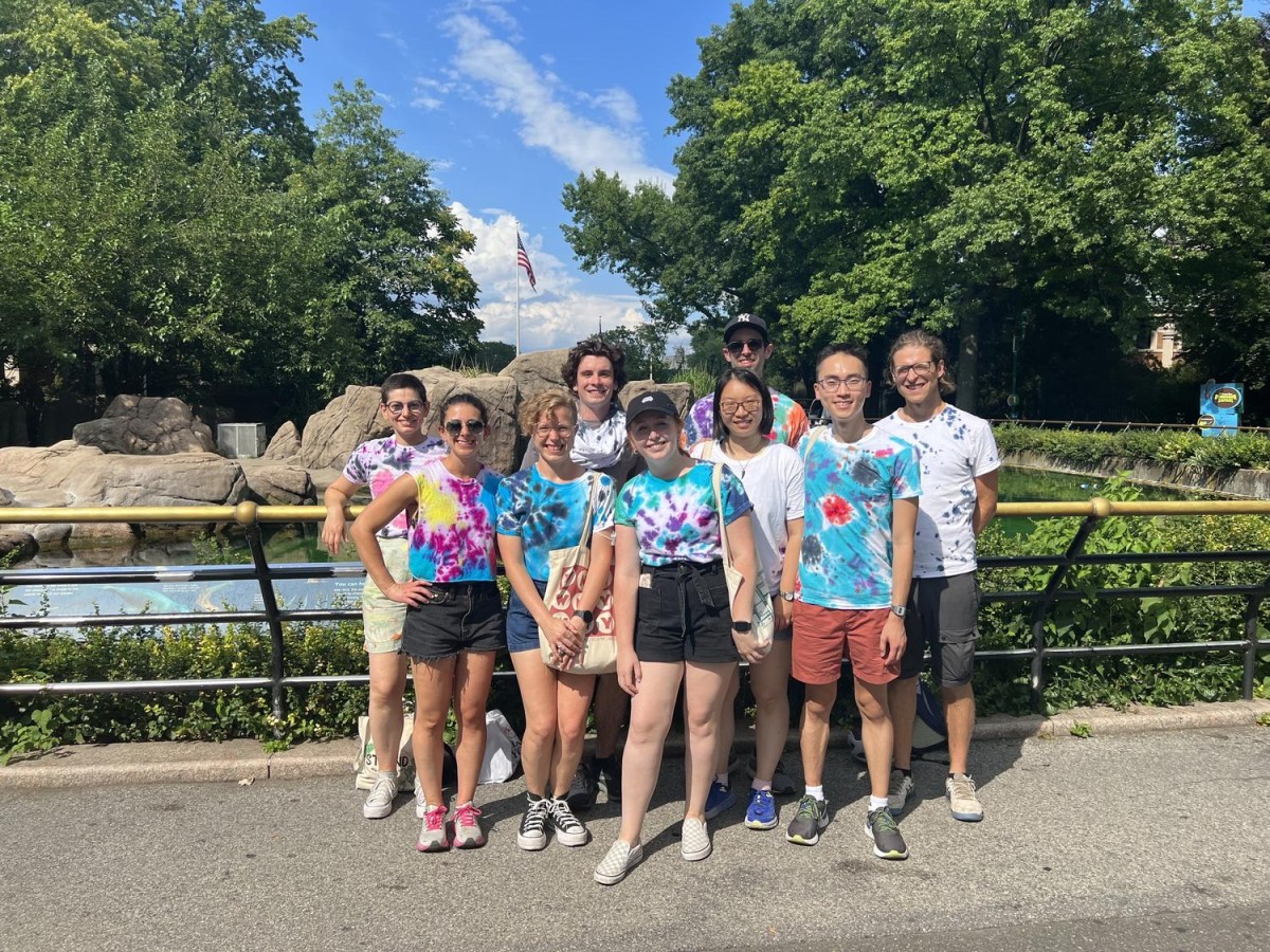 The Maciejowski Lab in tie-dyed shirts at the Bronx Zoo