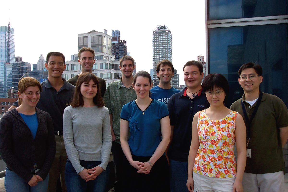 The Tan Group - July 15, 2004 -- (back row, from l): Derek Tan, Justin Potuzak, Justin Cisar, Dan Macks, Ethan Chiang, Jae-Sang Ryu; (front row): Lisa Ambrosini, Sirkka Moilanen, Chris DiBlasi, Shiying Shang.