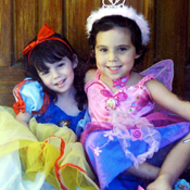 Victoria at Halloween with younger sister Phoebe