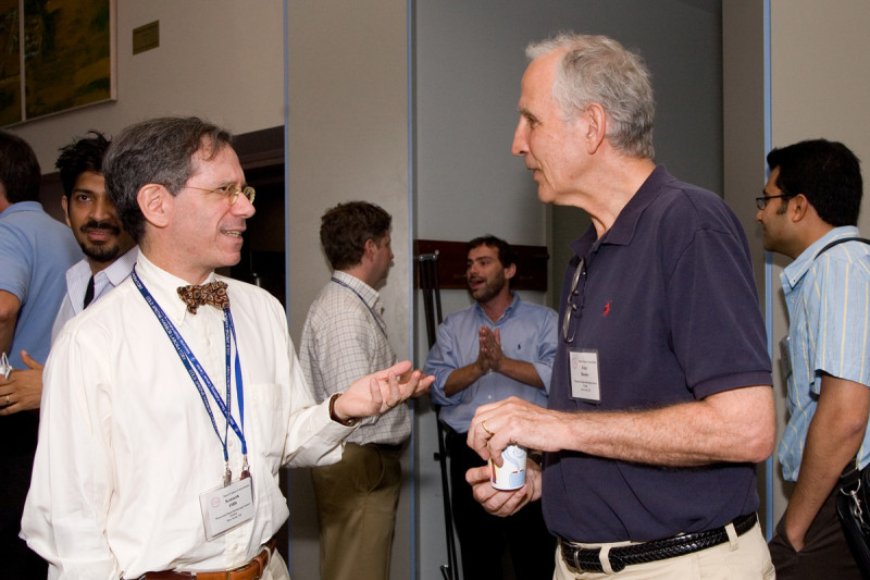 Memorial Sloan Kettering Clinical Genetics Service Chief Kenneth Offit (left) talks with Peter Besmer, a member of Sloan Kettering Institute's Developmental Biology Program