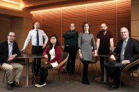 Group photo of researchers Michael Berger, Marc Ladanyi, Dana Tsui, Rose Brannon, Ryma Benayed, Ahmet Zehir, and David Klimstra.