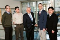 Recipients of the Louis V. Gerstner, Jr. Young Investigators Fund, pictured with Mr. Gerstner. (From left) Iestyn Whitehouse, Hans-Guido Wendel, Mr. Gerstner, Stephen Long, and Timothy Chan.