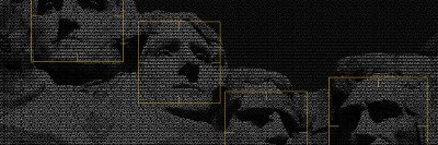 Mount Rushmore viewed through face-detection software.