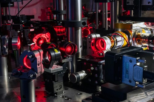 A super-resolution optical microscope developed in the laboratory of biophysicist and GSK faculty member Alexandros Pertsinidis from the Structural Biology Program.